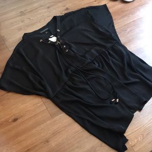 NWT Lane Bryant 14/16 Drape Top with Lace Up Front